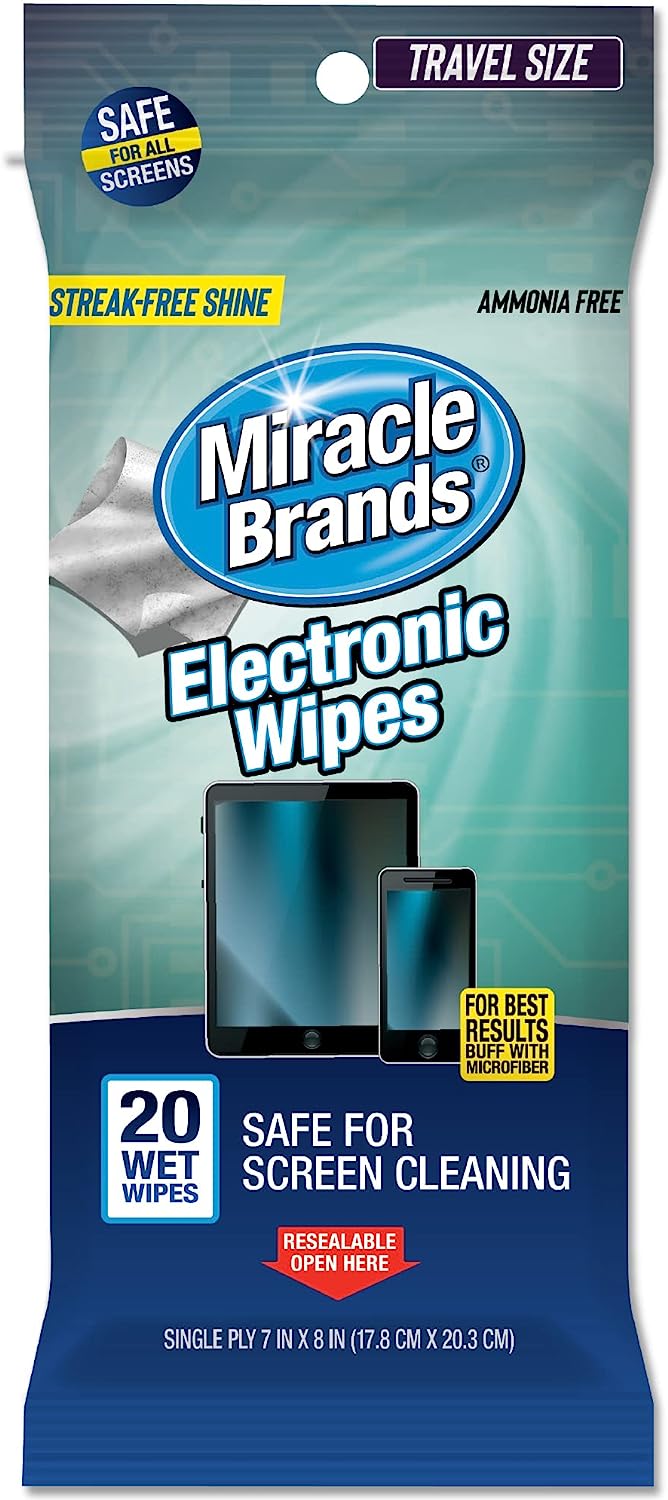230816082306822_1 MiracleWipes for Electronics Cleaning - Screen Wipes Designed for TV, Phones, Monitors and More - Includes Microfiber Towel - (30 Count) - Image 1